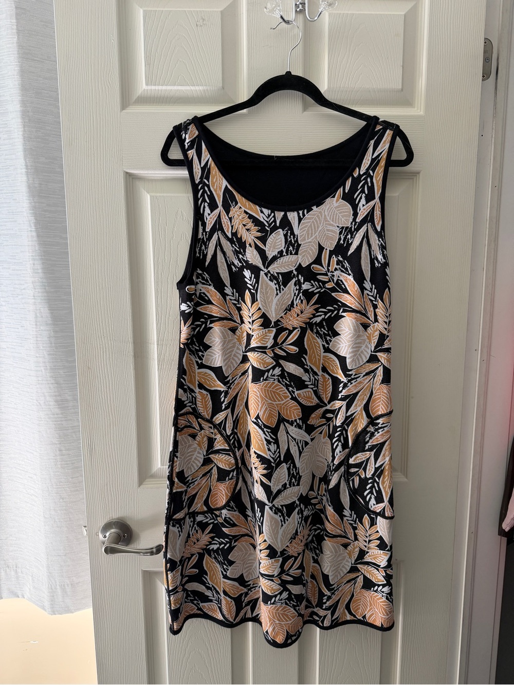Tribal Sleeveless reversible A Line Black Floral  Dress